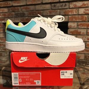 Nike Court Vision Low Sneakers White Black Aurora Green-Volt CZ9352-100